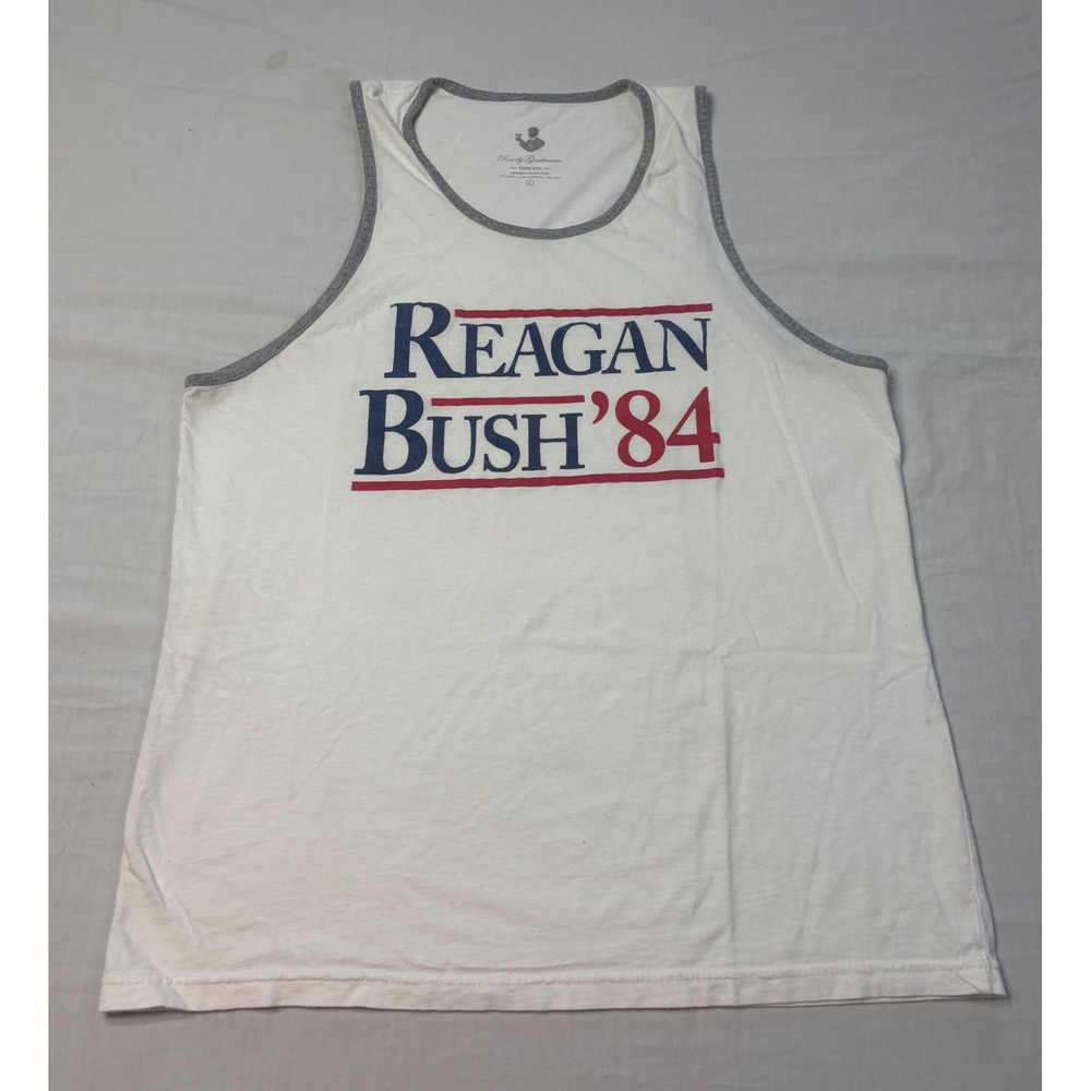Rowdy Gentleman Reagan Bush 84 Ringer Tank Top White Large